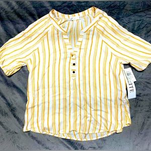 Retrology yellow striped blouse, NWT, Petite Medium